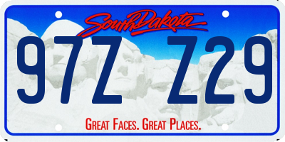 SD license plate 97ZZ29