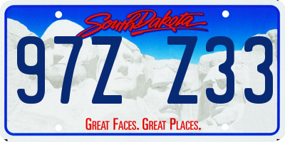 SD license plate 97ZZ33