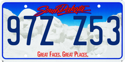 SD license plate 97ZZ53