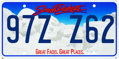 SD license plate 97ZZ62