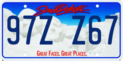 SD license plate 97ZZ67