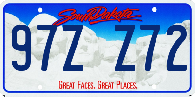 SD license plate 97ZZ72