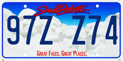 SD license plate 97ZZ74