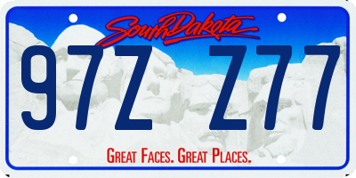 SD license plate 97ZZ77