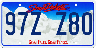 SD license plate 97ZZ80