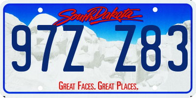 SD license plate 97ZZ83