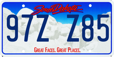 SD license plate 97ZZ85