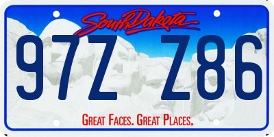 SD license plate 97ZZ86