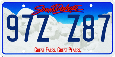 SD license plate 97ZZ87