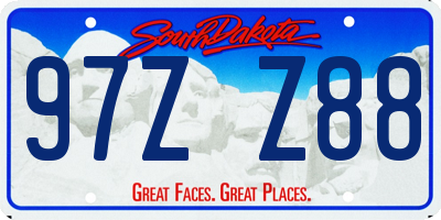 SD license plate 97ZZ88