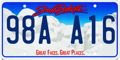SD license plate 98AA16