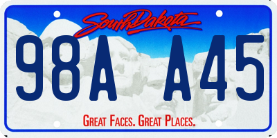 SD license plate 98AA45