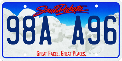 SD license plate 98AA96