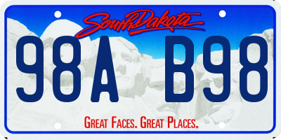 SD license plate 98AB98