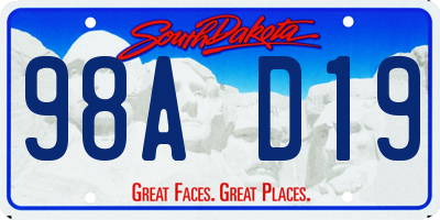 SD license plate 98AD19