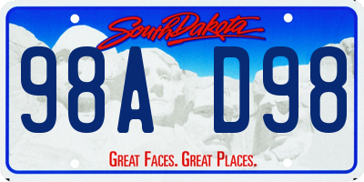 SD license plate 98AD98