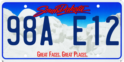 SD license plate 98AE12