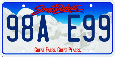 SD license plate 98AE99