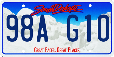 SD license plate 98AG10