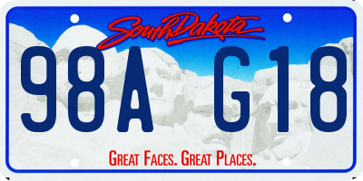 SD license plate 98AG18
