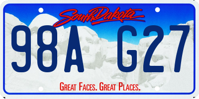 SD license plate 98AG27