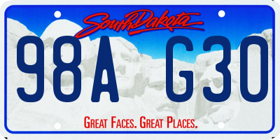 SD license plate 98AG30
