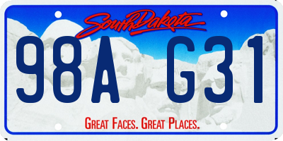 SD license plate 98AG31