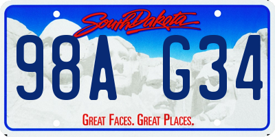 SD license plate 98AG34