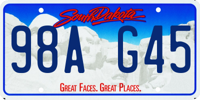 SD license plate 98AG45