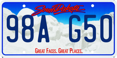 SD license plate 98AG50