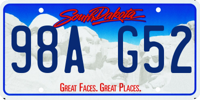 SD license plate 98AG52