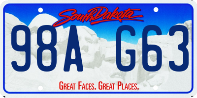 SD license plate 98AG63