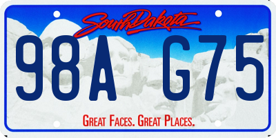 SD license plate 98AG75