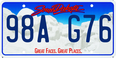 SD license plate 98AG76
