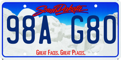 SD license plate 98AG80