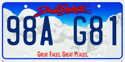 SD license plate 98AG81