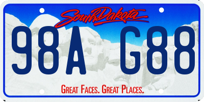 SD license plate 98AG88