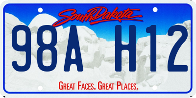 SD license plate 98AH12