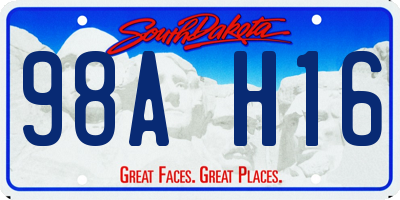 SD license plate 98AH16
