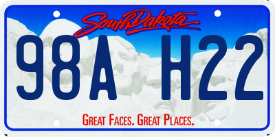 SD license plate 98AH22