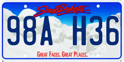SD license plate 98AH36