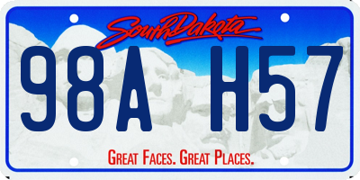 SD license plate 98AH57