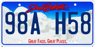SD license plate 98AH58