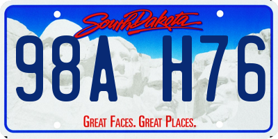 SD license plate 98AH76