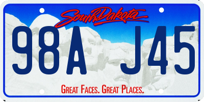 SD license plate 98AJ45