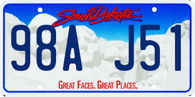 SD license plate 98AJ51
