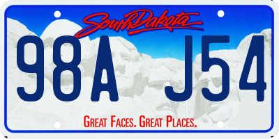 SD license plate 98AJ54