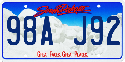 SD license plate 98AJ92