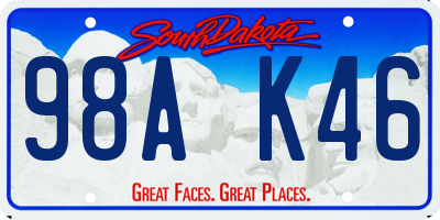 SD license plate 98AK46
