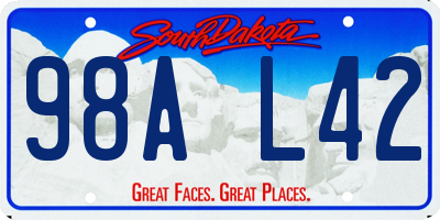 SD license plate 98AL42
